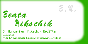 beata mikschik business card